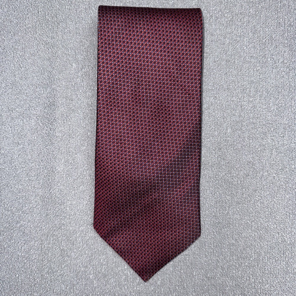 Peacock Tie Mens One Size Burgundy Red Plaid Handmade 100% Silk Necktie Formal